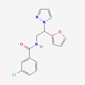 molecular formula C16H14ClN3O2 B2833582 3-chloro-N-(2-(furan-2-yl)-2-(1H-pyrazol-1-yl)ethyl)benzamide CAS No. 2034438-32-7