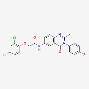 molecular formula C23H16Cl2FN3O3 B2833585 2-(2,4-dichlorophenoxy)-N-(3-(4-fluorophenyl)-2-methyl-4-oxo-3,4-dihydroquinazolin-6-yl)acetamide CAS No. 1105237-28-2