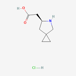 molecular formula C8H14ClNO2 B2833586 2-[(6S)-5-azaspiro[2.4]heptan-6-yl]acetic acid hydrochloride CAS No. 2219353-61-2