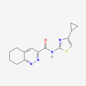 molecular formula C15H16N4OS B2833588 N-(4-Cyclopropyl-1,3-thiazol-2-yl)-5,6,7,8-tetrahydrocinnoline-3-carboxamide CAS No. 2415600-04-1