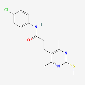molecular formula C16H18ClN3OS B2833592 N-(4-chlorophenyl)-3-(4,6-dimethyl-2-methylsulfanylpyrimidin-5-yl)propanamide CAS No. 930710-33-1