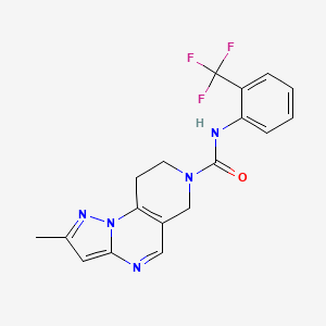 molecular formula C18H16F3N5O B2833597 2-甲基-N-(2-(三氟甲基)苯基)-8,9-二氢吡唑并[1,5-a]吡啶并[3,4-e]嘧啶-7(6H)-甲酰胺 CAS No. 1798511-54-2