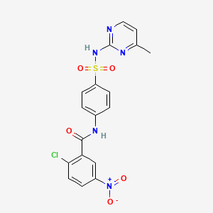 molecular formula C18H14ClN5O5S B2833608 2-氯-N-{4-[(4-甲基嘧啶-2-基)磺酰氨基]苯基}-5-硝基苯甲酰胺 CAS No. 349145-23-9