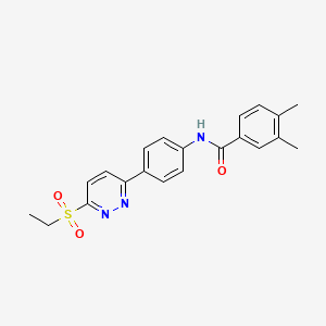 molecular formula C21H21N3O3S B2833618 N-(4-(6-(ethylsulfonyl)pyridazin-3-yl)phenyl)-3,4-dimethylbenzamide CAS No. 1005294-58-5