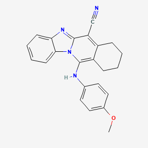 molecular formula C23H20N4O B2833629 11-[(4-Methoxyphenyl)amino]-7,8,9,10-tetrahydrobenzimidazo[1,2-b]isoquinoline-6-carbonitrile CAS No. 459791-99-2