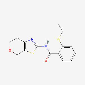 molecular formula C15H16N2O2S2 B2833633 N-(6,7-dihydro-4H-pyrano[4,3-d]thiazol-2-yl)-2-(ethylthio)benzamide CAS No. 1795087-28-3