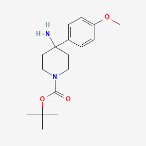 molecular formula C17H26N2O3 B2833638 Tert-butyl 4-amino-4-(4-methoxyphenyl)piperidine-1-carboxylate CAS No. 1779125-83-5