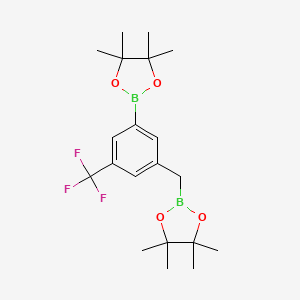molecular formula C20H29B2F3O4 B2833644 5-(Trifluoromethyl)benzyl,3-diboronic acid, pinacol ester CAS No. 2096330-25-3