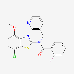 N-(7-chloro-4-methoxybenzo[d]thiazol-2-yl)-2-fluoro-N-(pyridin-3-ylmethyl)benzamide
