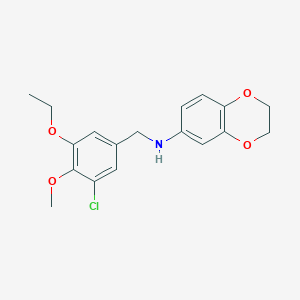 molecular formula C18H20ClNO4 B283366 N-(3-chloro-5-ethoxy-4-methoxybenzyl)-2,3-dihydro-1,4-benzodioxin-6-amine 