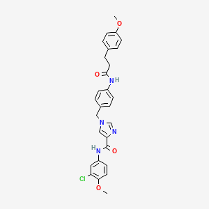 molecular formula C28H27ClN4O4 B2833660 N-(3-chloro-4-methoxyphenyl)-1-(4-(3-(4-methoxyphenyl)propanamido)benzyl)-1H-imidazole-4-carboxamide CAS No. 1251562-71-6