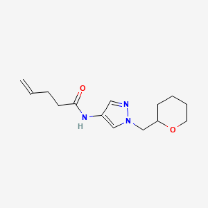 molecular formula C14H21N3O2 B2833663 N-(1-((tetrahydro-2H-pyran-2-yl)methyl)-1H-pyrazol-4-yl)pent-4-enamide CAS No. 2034619-01-5