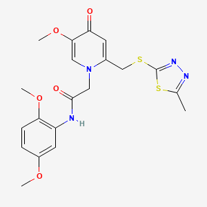 molecular formula C20H22N4O5S2 B2833667 N-(2,5-二甲氧基苯基)-2-(5-甲氧基-2-(((5-甲基-1,3,4-噻二唑-2-基)硫基)甲基)-4-氧代嘧啶-1(4H)-基)乙酰胺 CAS No. 933252-81-4