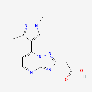 molecular formula C12H12N6O2 B2833672 [7-(1,3-dimethyl-1H-pyrazol-4-yl)[1,2,4]triazolo[1,5-a]pyrimidin-2-yl]acetic acid CAS No. 1174878-01-3