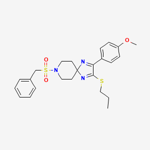 molecular formula C24H29N3O3S2 B2833675 8-(Benzylsulfonyl)-2-(4-methoxyphenyl)-3-(propylthio)-1,4,8-triazaspiro[4.5]deca-1,3-diene CAS No. 932496-79-2