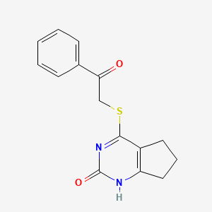 molecular formula C15H14N2O2S B2833688 4-Phenacylsulfanyl-1,5,6,7-tetrahydrocyclopenta[d]pyrimidin-2-one CAS No. 898443-99-7