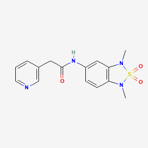molecular formula C15H16N4O3S B2833692 N-(1,3-dimethyl-2,2-dioxido-1,3-dihydrobenzo[c][1,2,5]thiadiazol-5-yl)-2-(pyridin-3-yl)acetamide CAS No. 2034403-13-7