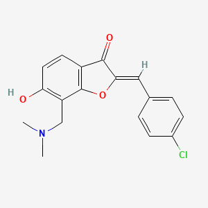 molecular formula C18H16ClNO3 B2833699 (Z)-2-(4-氯苄基亚甲基)-7-((二甲基氨基)甲基)-6-羟基苯并呋喃-3(2H)-酮 CAS No. 869076-99-3