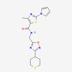 4-methyl-2-(1H-pyrrol-1-yl)-N-((3-(tetrahydro-2H-thiopyran-4-yl)-1,2,4-oxadiazol-5-yl)methyl)thiazole-5-carboxamide