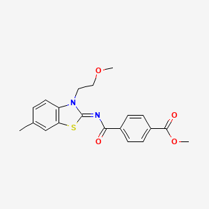 molecular formula C20H20N2O4S B2833707 (Z)-methyl 4-((3-(2-methoxyethyl)-6-methylbenzo[d]thiazol-2(3H)-ylidene)carbamoyl)benzoate CAS No. 864974-99-2