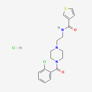 molecular formula C18H21Cl2N3O2S B2833714 N-(2-(4-(2-chlorobenzoyl)piperazin-1-yl)ethyl)thiophene-3-carboxamide hydrochloride CAS No. 1351609-41-0