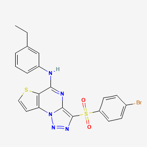 molecular formula C21H16BrN5O2S2 B2833717 3-((4-bromophenyl)sulfonyl)-N-(3-ethylphenyl)thieno[2,3-e][1,2,3]triazolo[1,5-a]pyrimidin-5-amine CAS No. 892750-79-7