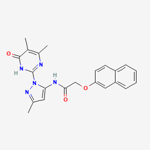 molecular formula C22H21N5O3 B2833718 N-(1-(4,5-dimethyl-6-oxo-1,6-dihydropyrimidin-2-yl)-3-methyl-1H-pyrazol-5-yl)-2-(naphthalen-2-yloxy)acetamide CAS No. 1004680-53-8