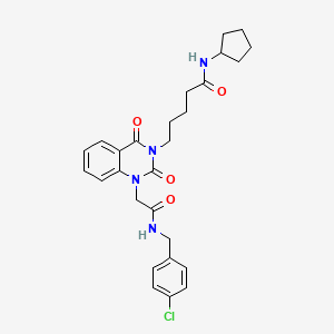 5-(1-(2-((4-chlorobenzyl)amino)-2-oxoethyl)-2,4-dioxo-1,2-dihydroquinazolin-3(4H)-yl)-N-cyclopentylpentanamide
