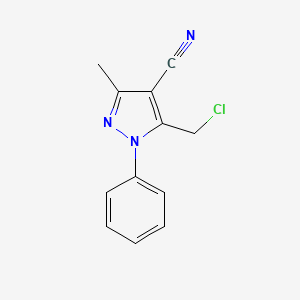 molecular formula C12H10ClN3 B2833721 5-(chloromethyl)-3-methyl-1-phenyl-1H-pyrazole-4-carbonitrile CAS No. 698367-00-9