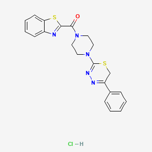 molecular formula C21H20ClN5OS2 B2833739 benzo[d]thiazol-2-yl(4-(5-phenyl-6H-1,3,4-thiadiazin-2-yl)piperazin-1-yl)methanone hydrochloride CAS No. 1351654-90-4
