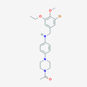 molecular formula C22H28BrN3O3 B283374 N-[4-(4-acetyl-1-piperazinyl)phenyl]-N-(3-bromo-5-ethoxy-4-methoxybenzyl)amine 