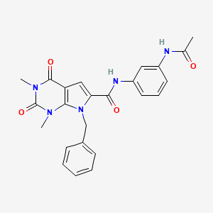 molecular formula C24H23N5O4 B2833742 7-benzyl-N-(3-acetamidophenyl)-1,3-dimethyl-2,4-dioxo-1H,2H,3H,4H,7H-pyrrolo[2,3-d]pyrimidine-6-carboxamide CAS No. 1021258-68-3
