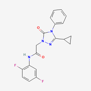 molecular formula C19H16F2N4O2 B2833758 2-(3-cyclopropyl-5-oxo-4-phenyl-4,5-dihydro-1H-1,2,4-triazol-1-yl)-N-(2,5-difluorophenyl)acetamide CAS No. 1396862-43-3