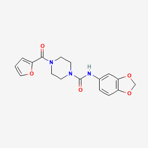 molecular formula C17H17N3O5 B2833763 N-(1,3-苯并二噁嗪-5-基)-4-(呋喃-2-甲酰)哌嗪-1-甲酰胺 CAS No. 708242-45-9