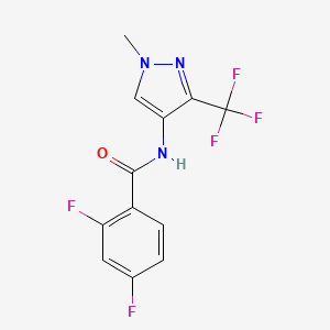 molecular formula C12H8F5N3O B2833780 2,4-二氟-N-[1-甲基-3-(三氟甲基)-1H-嘧唑-4-基]苯甲酰胺 CAS No. 477709-59-4