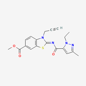 (E)-methyl 2-((1-ethyl-3-methyl-1H-pyrazole-5-carbonyl)imino)-3-(prop-2-yn-1-yl)-2,3-dihydrobenzo[d]thiazole-6-carboxylate