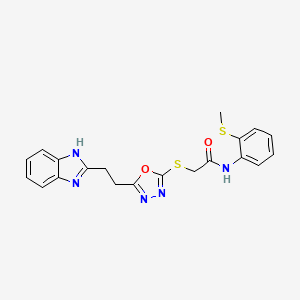 2-((5-(2-(1H-benzo[d]imidazol-2-yl)ethyl)-1,3,4-oxadiazol-2-yl)thio)-N-(2-(methylthio)phenyl)acetamide