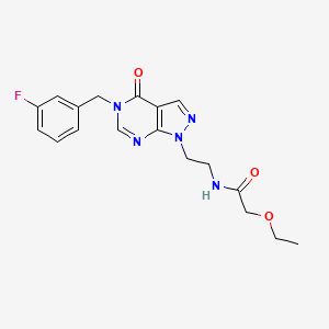 molecular formula C18H20FN5O3 B2833790 2-ethoxy-N-(2-(5-(3-fluorobenzyl)-4-oxo-4,5-dihydro-1H-pyrazolo[3,4-d]pyrimidin-1-yl)ethyl)acetamide CAS No. 921990-06-9