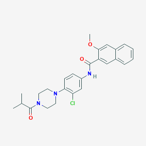 molecular formula C26H28ClN3O3 B283380 N-[3-chloro-4-(4-isobutyryl-1-piperazinyl)phenyl]-3-methoxy-2-naphthamide 