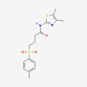 molecular formula C16H20N2O3S2 B2833803 N-(4,5-二甲基噻唑-2-基)-4-对甲苯磺酰丁酰胺 CAS No. 922482-28-8