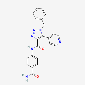 molecular formula C22H18N6O2 B2833807 1-苄基-N-(4-氨基苯甲酰基)-5-(吡啶-4-基)-1H-1,2,3-噻唑-4-甲酰胺 CAS No. 2034590-88-8