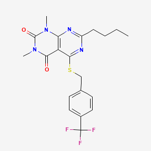 7-butyl-1,3-dimethyl-5-((4-(trifluoromethyl)benzyl)thio)pyrimido[4,5-d]pyrimidine-2,4(1H,3H)-dione