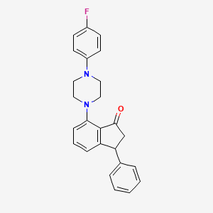 molecular formula C25H23FN2O B2833820 7-[4-(4-Fluorophenyl)piperazino]-3-phenyl-1-indanone CAS No. 338420-93-2
