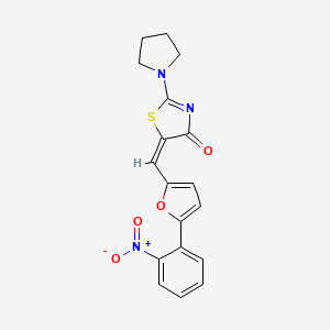 (E)-5-((5-(2-nitrophenyl)furan-2-yl)methylene)-2-(pyrrolidin-1-yl)thiazol-4(5H)-one