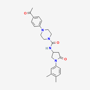 molecular formula C25H30N4O3 B2833828 4-(4-乙酰基苯基)-N-[1-(3,4-二甲基苯基)-5-氧代吡咯烷-3-基]哌嗪-1-甲酰胺 CAS No. 894010-43-6