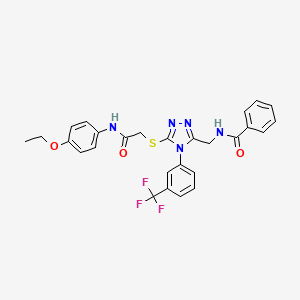N-[[5-[2-(4-ethoxyanilino)-2-oxoethyl]sulfanyl-4-[3-(trifluoromethyl)phenyl]-1,2,4-triazol-3-yl]methyl]benzamide