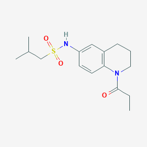 molecular formula C16H24N2O3S B2833836 2-methyl-N-(1-propionyl-1,2,3,4-tetrahydroquinolin-6-yl)propane-1-sulfonamide CAS No. 946334-61-8