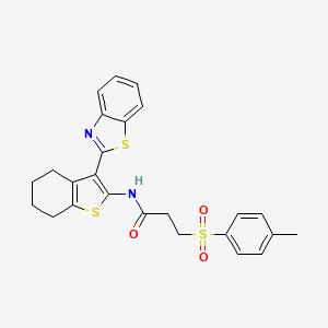 molecular formula C25H24N2O3S3 B2833840 N-(3-(benzo[d]thiazol-2-yl)-4,5,6,7-tetrahydrobenzo[b]thiophen-2-yl)-3-tosylpropanamide CAS No. 895445-89-3