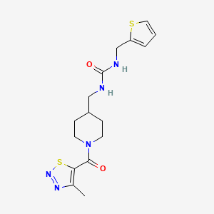 molecular formula C16H21N5O2S2 B2833842 1-((1-(4-Methyl-1,2,3-thiadiazole-5-carbonyl)piperidin-4-yl)methyl)-3-(thiophen-2-ylmethyl)urea CAS No. 1235388-75-6
