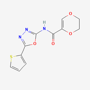 molecular formula C11H9N3O4S B2833843 N-(5-(噻吩-2-基)-1,3,4-噁二唑-2-基)-5,6-二氢-1,4-二氧杂环戊烷-2-甲酰胺 CAS No. 865288-11-5